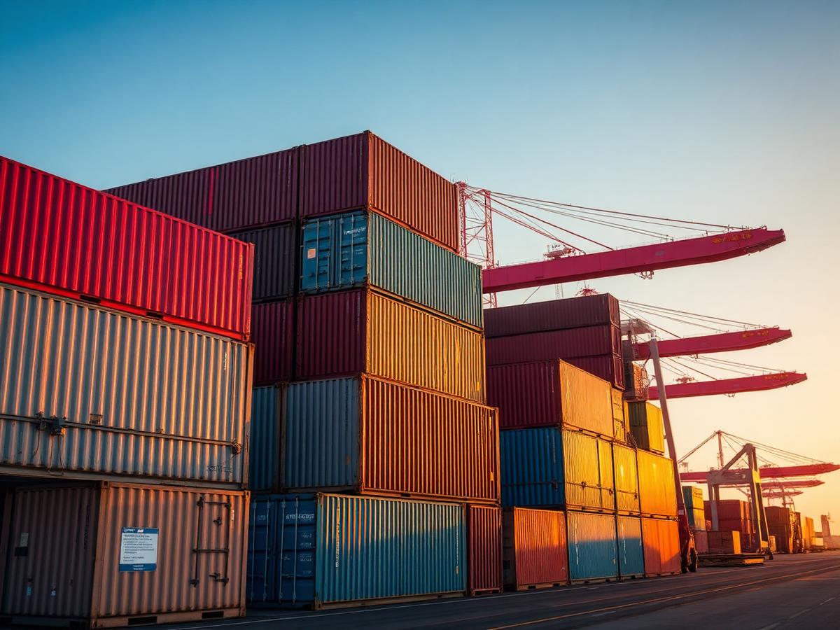 Stacked shipping containers at a container terminal